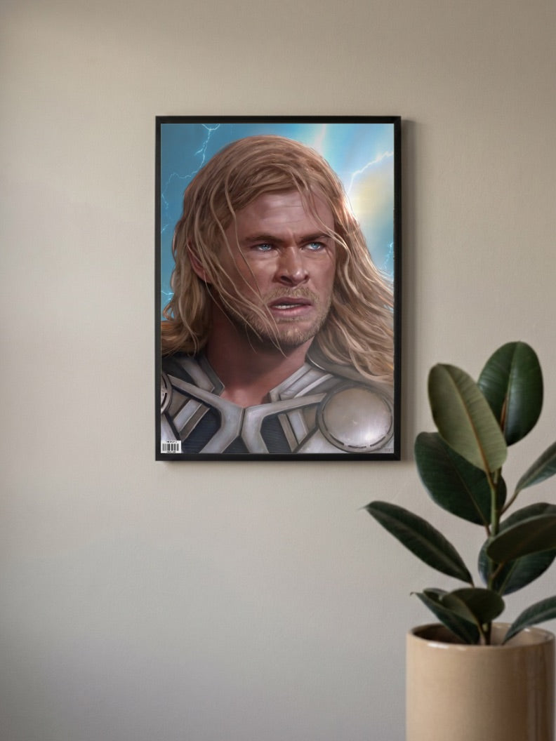 Thor Lightning Sky Portrait Marvel Poster