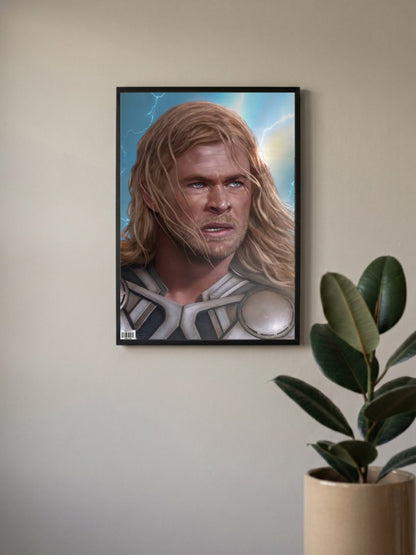 Thor Lightning Sky Portrait Marvel Poster