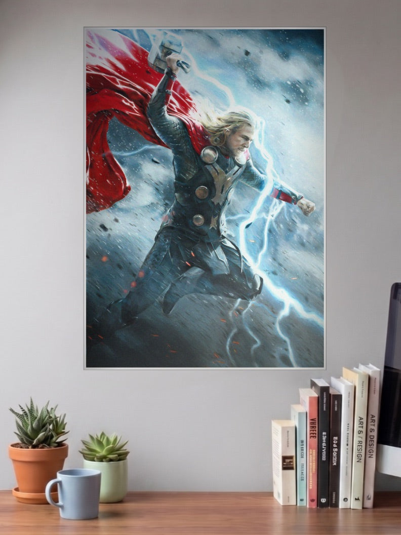 Thor Swinging Mjolnir Marvel Poster