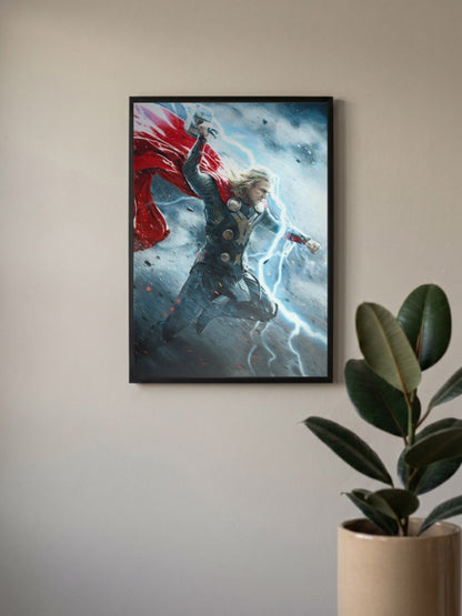 Thor Swinging Mjolnir Marvel Poster