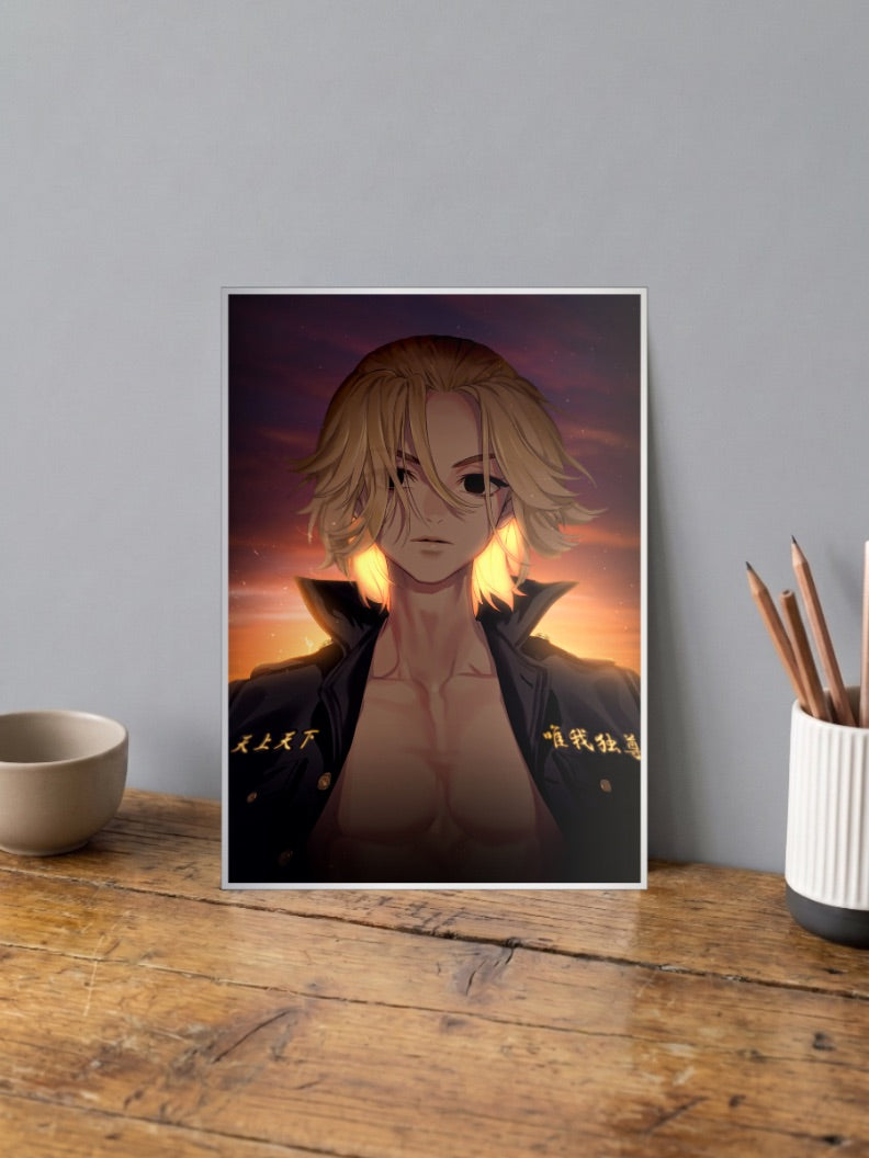 Mikey Sunset Portrait Art Anime Poster