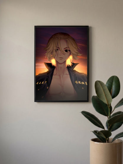 Mikey Sunset Portrait Art Anime Poster