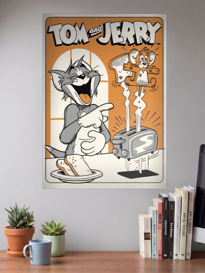 Tom And Jerry Toaster Cartoon Poster