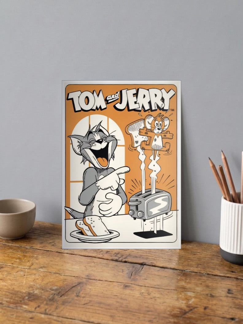 Tom And Jerry Toaster Cartoon Poster