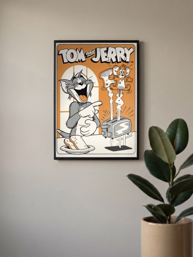 Tom And Jerry Toaster Cartoon Poster