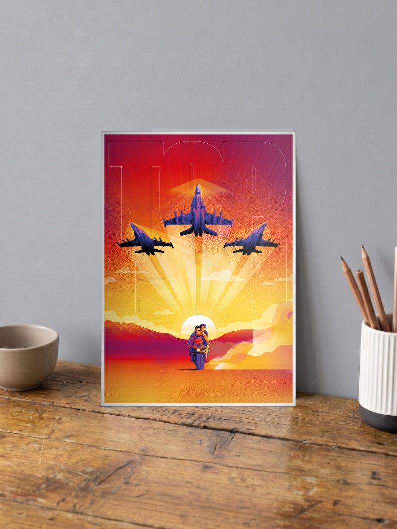Top Gun Jets Sunset Art Hollywood Movie Poster