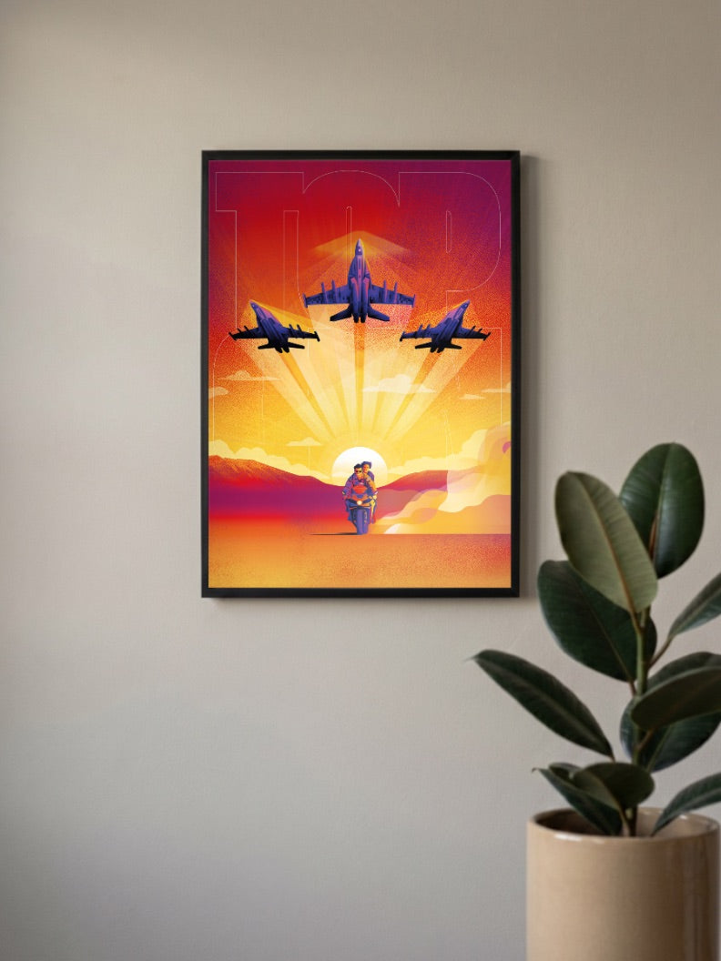 Top Gun Jets Sunset Art Hollywood Movie Poster