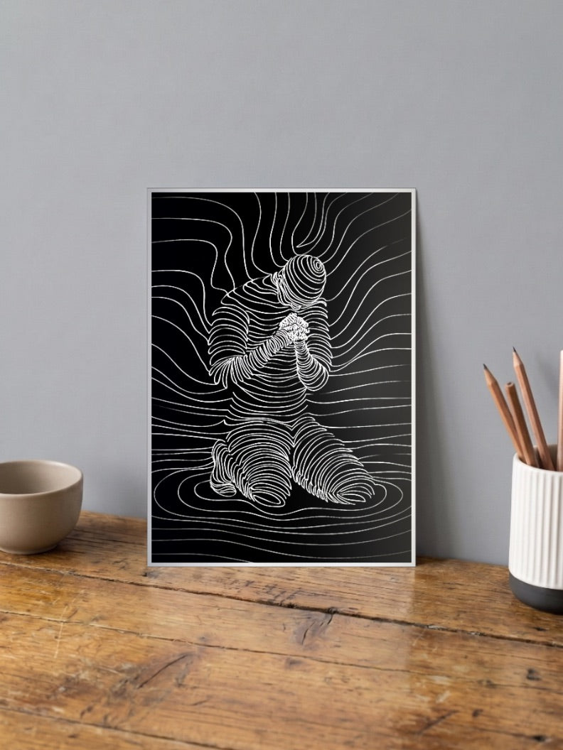 Submerged Man Kneels Poster