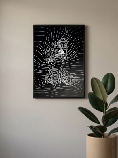 Submerged Man Kneels Poster