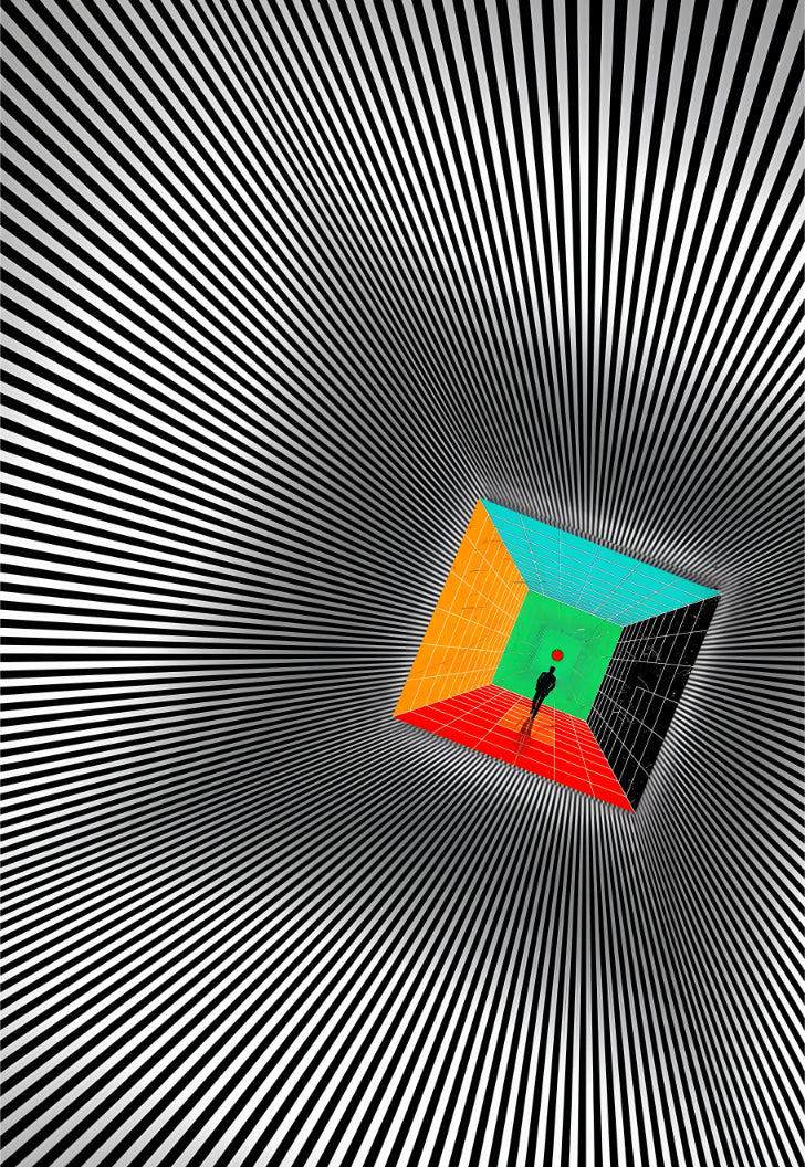 Illusion Square Turns Pyramid Poster