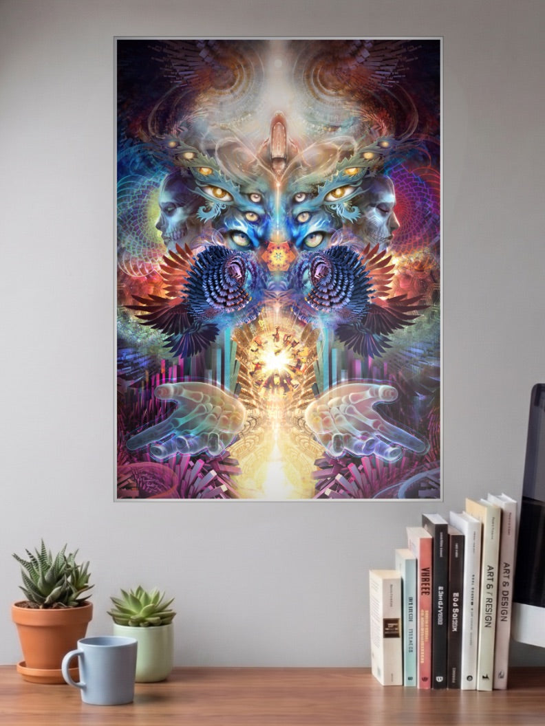 Psychedelic Eyes Skulls Art Abstract Poster