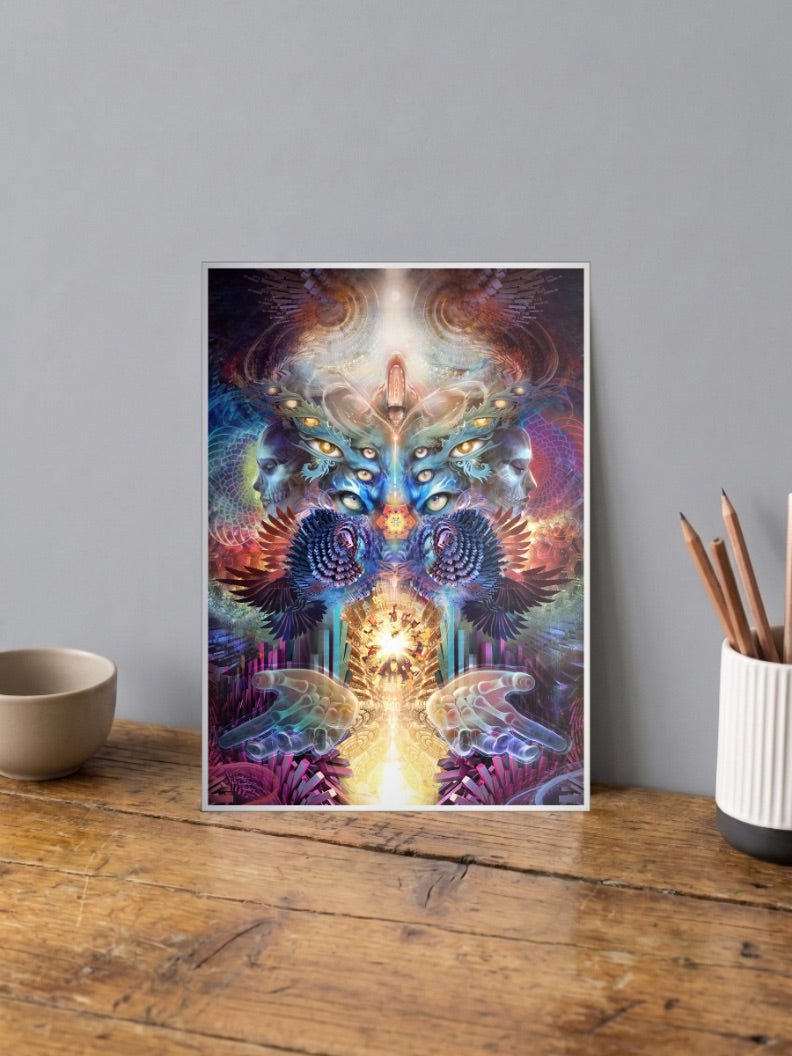 Psychedelic Eyes Skulls Art Abstract Poster