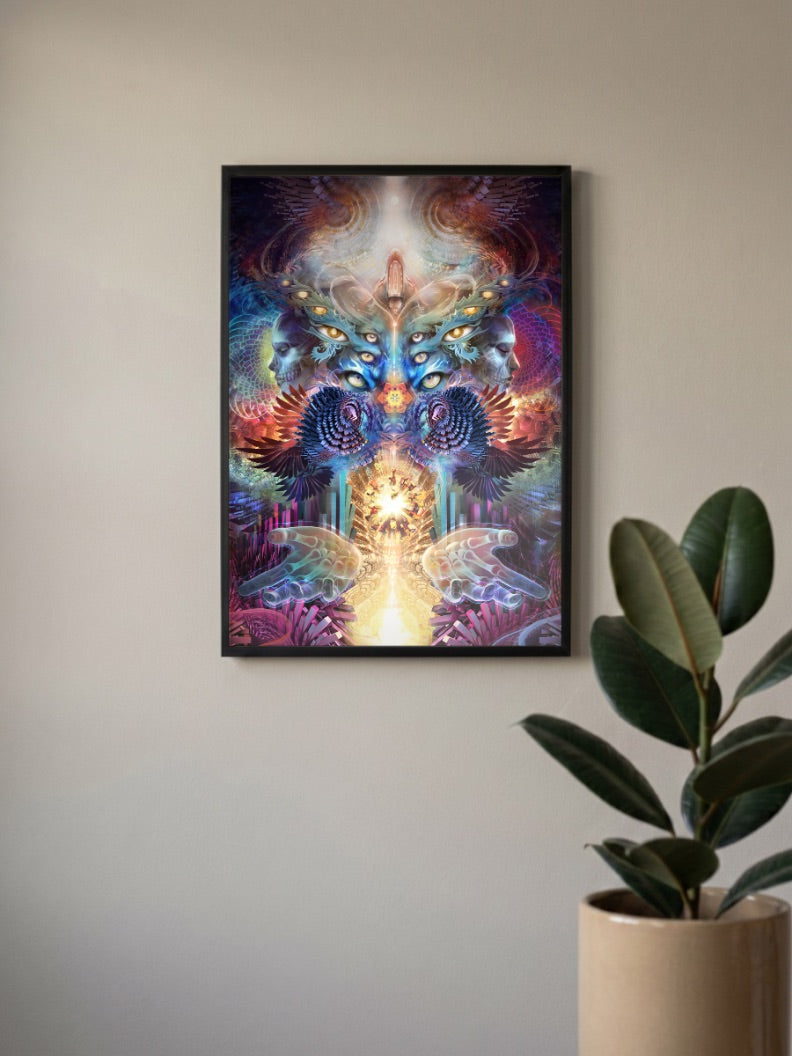 Psychedelic Eyes Skulls Art Abstract Poster