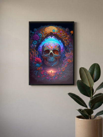 Floral Skull Archway Art Abstract Poster
