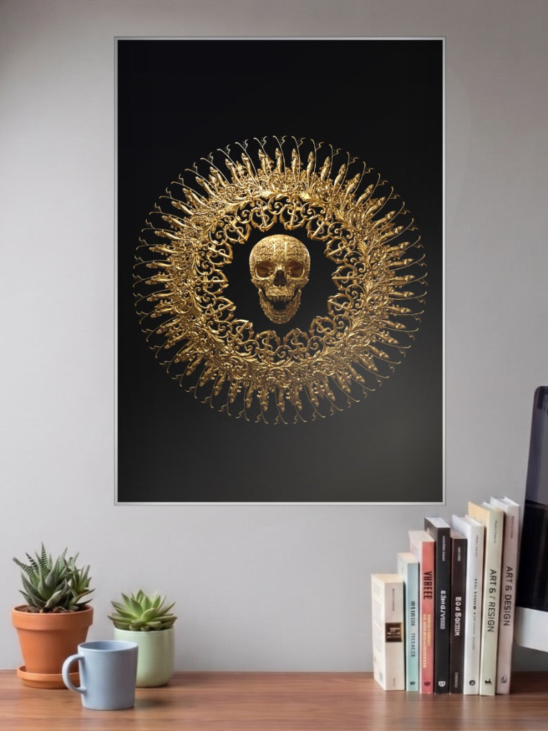 Gold Skull Mandala Art Abstract Poster