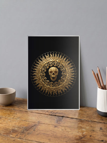 Gold Skull Mandala Art Abstract Poster