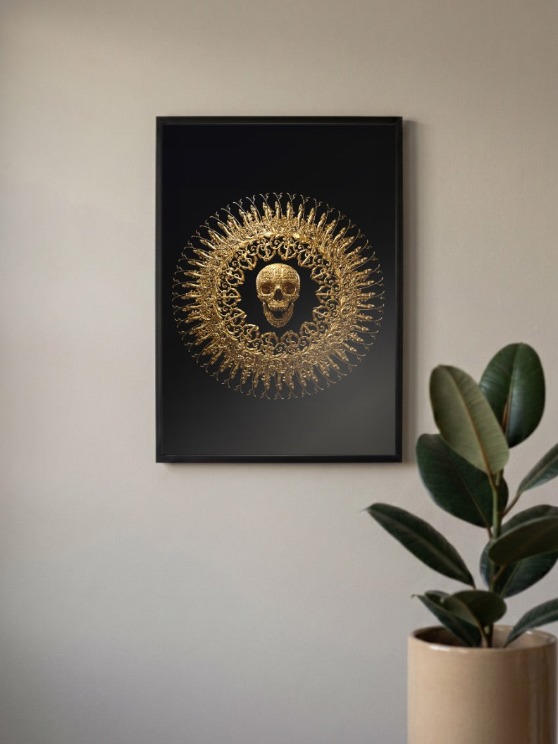Gold Skull Mandala Art Abstract Poster