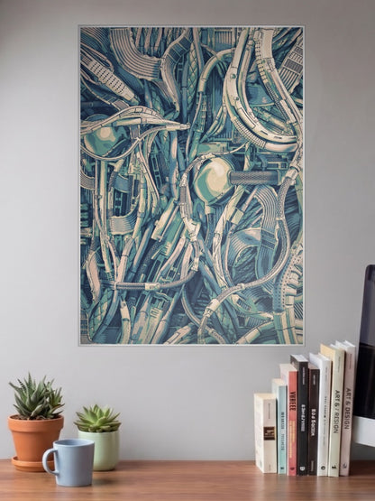 Biomechanical Maze Art Abstract Poster