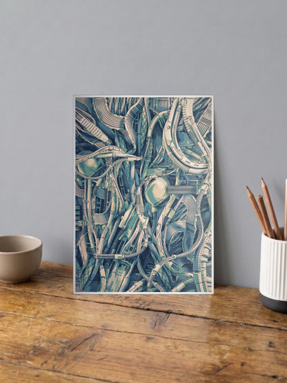 Biomechanical Maze Art Abstract Poster