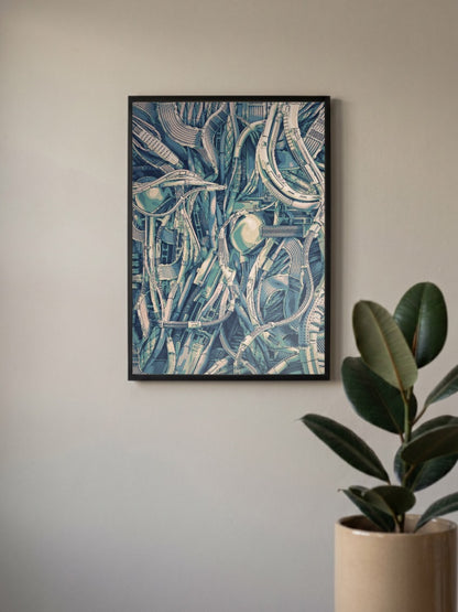 Biomechanical Maze Art Abstract Poster