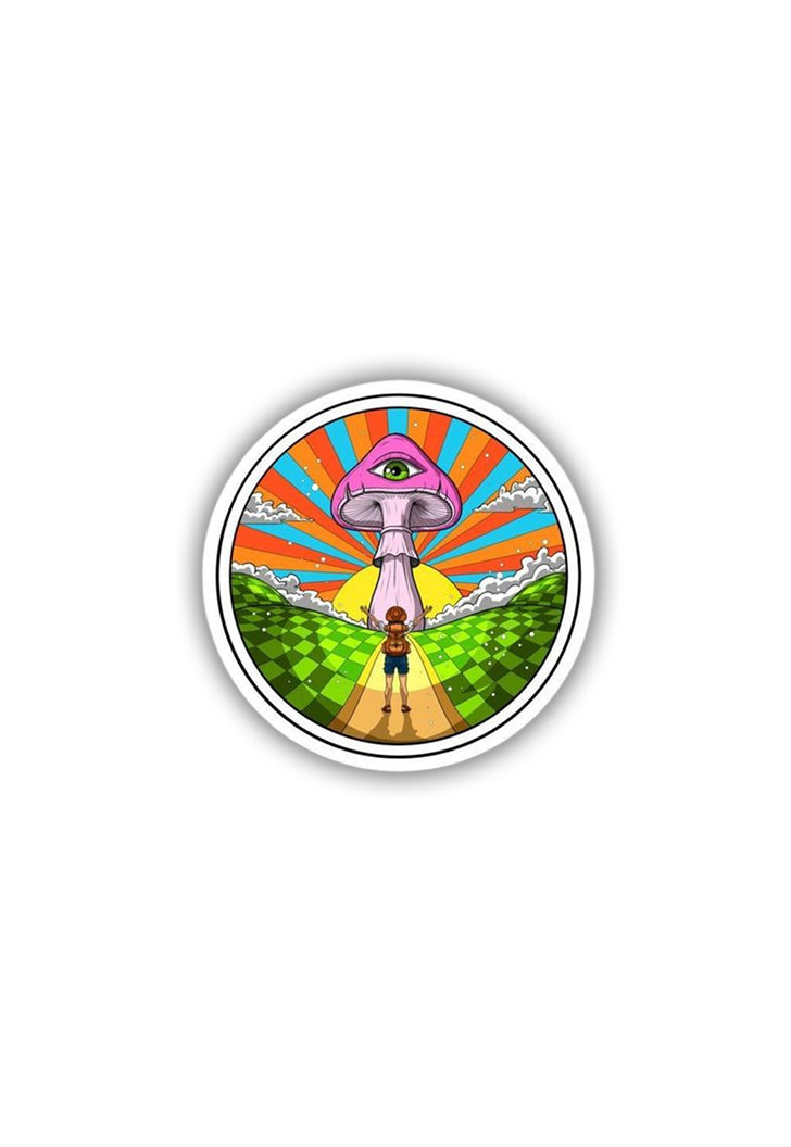 Hippie Hiker Trippy Magic Mushroom Sticker