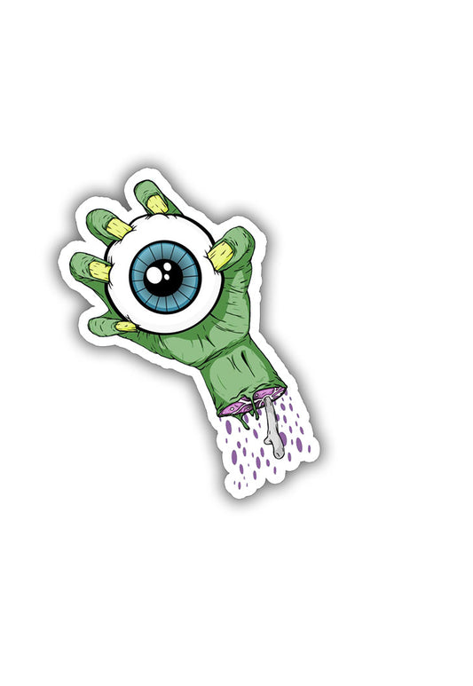 Hand holding Eye Sticker