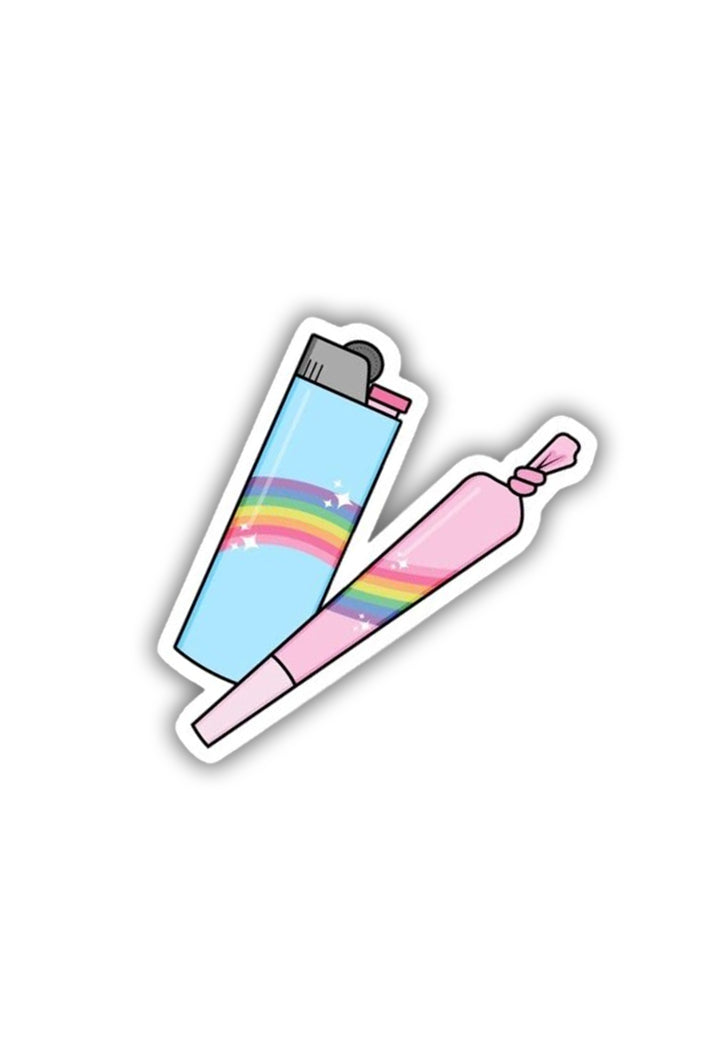 Kawaii Rainbow Lighter And Joint Sticker