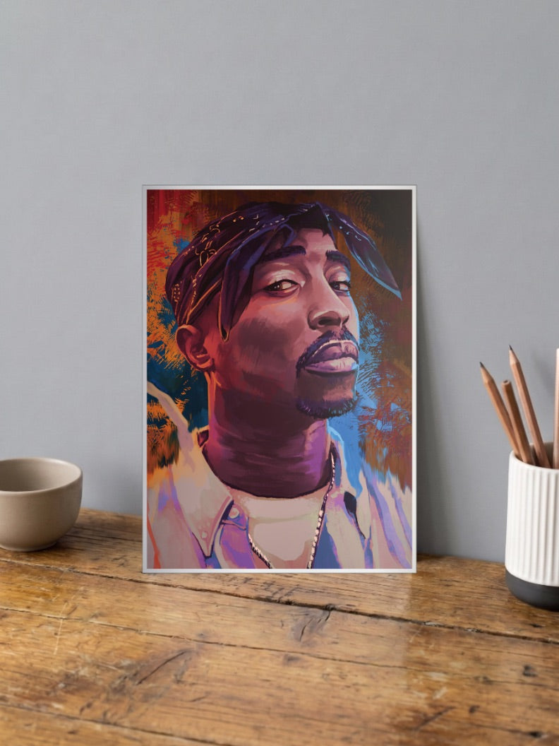 Tupac Shakur Painted Portrait Singers Poster