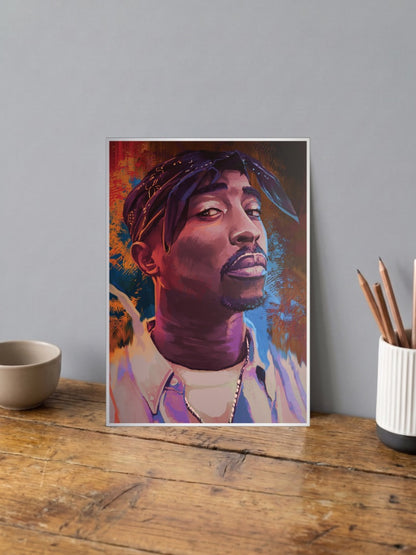 Tupac Shakur Painted Portrait Singers Poster