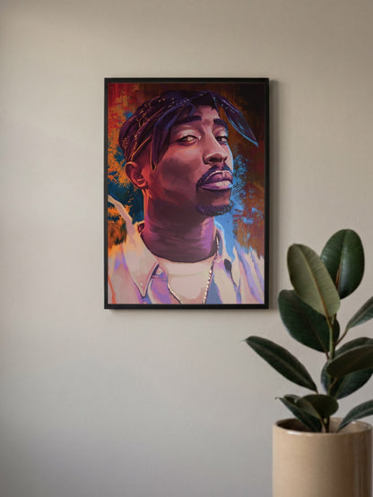 Tupac Shakur Painted Portrait Singers Poster