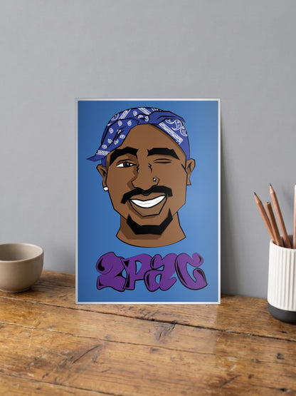 Tupac Shakur Cartoon Portrait Singers Poster