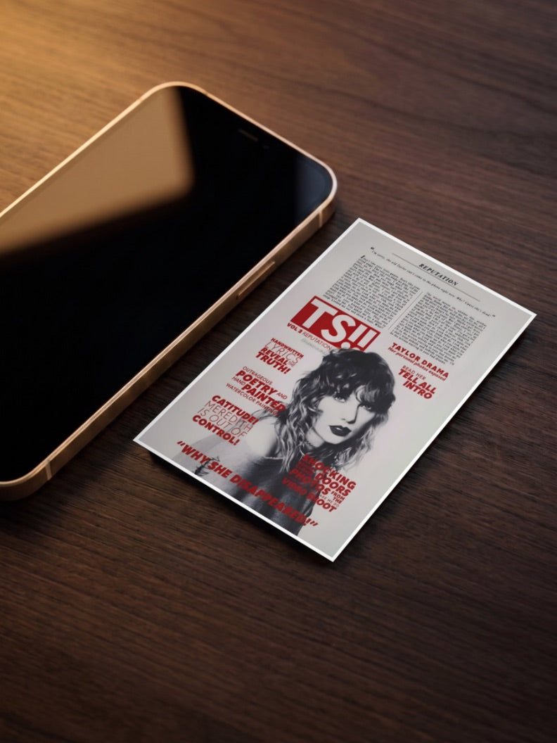 Taylor Swift Tabloid Parody Singers Poster as a pocket poster, sized to fit behind a phone case