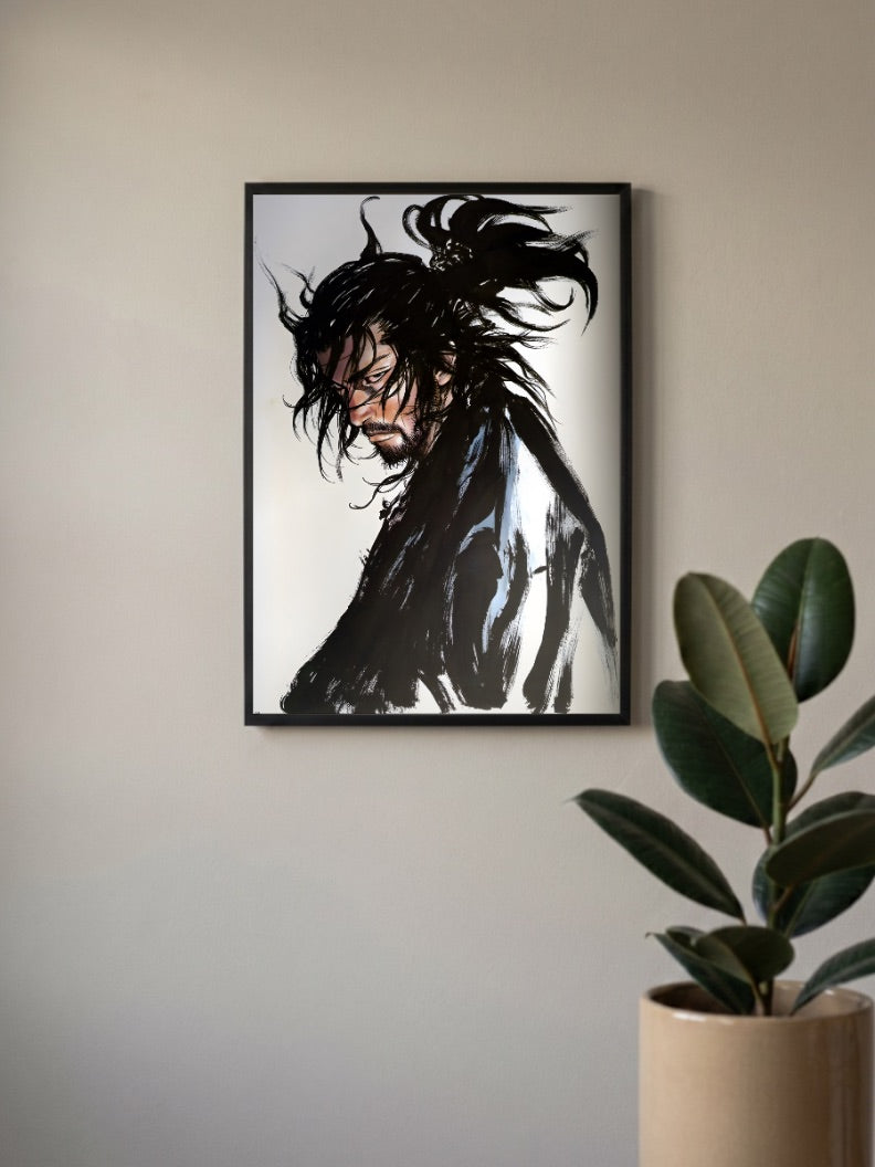 Musashi Ink Portrait Anime Poster