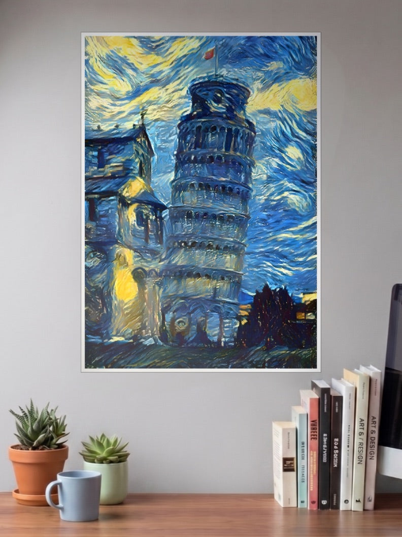 Pisa Tower Van Gogh Poster