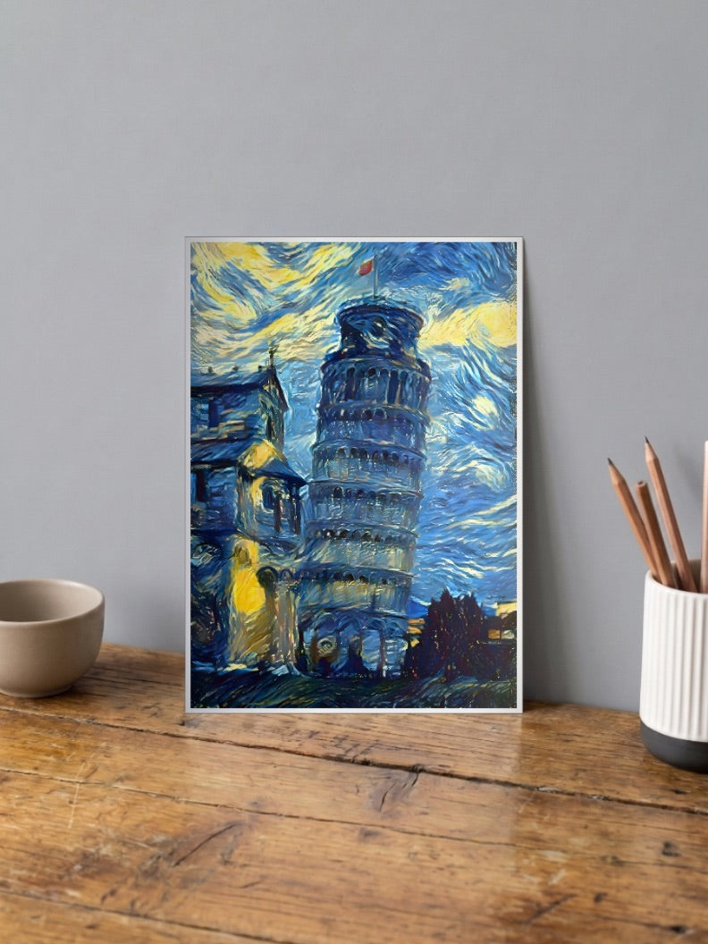 Pisa Tower Van Gogh Poster