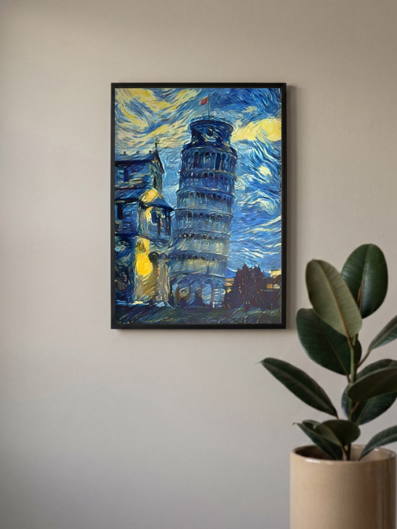 Pisa Tower Van Gogh Poster