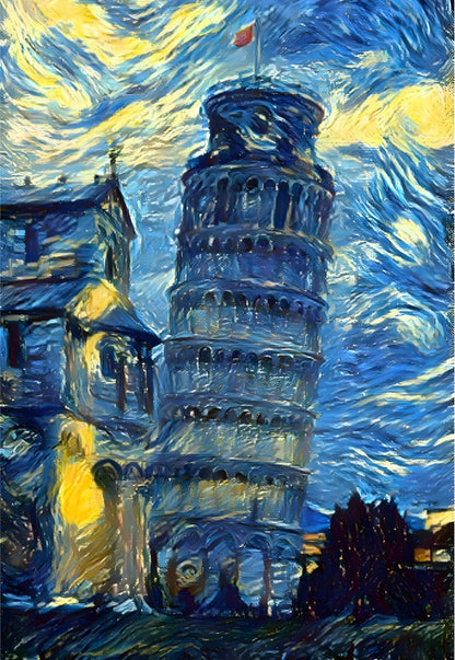 Pisa Tower Van Gogh Poster