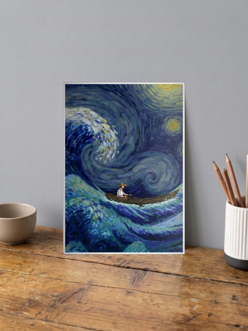 Starry Night Rowboat Iconic Poster