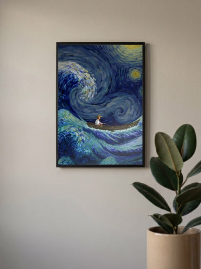 Starry Night Rowboat Iconic Poster