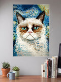 Grumpy Cat Starry Night Meme Poster