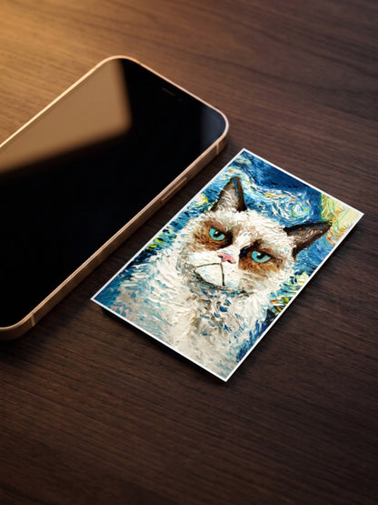 Grumpy Cat Starry Night Meme Poster