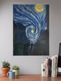 Starry Night Head Swirl Abstract Poster