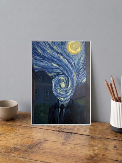 Starry Night Head Swirl Abstract Poster