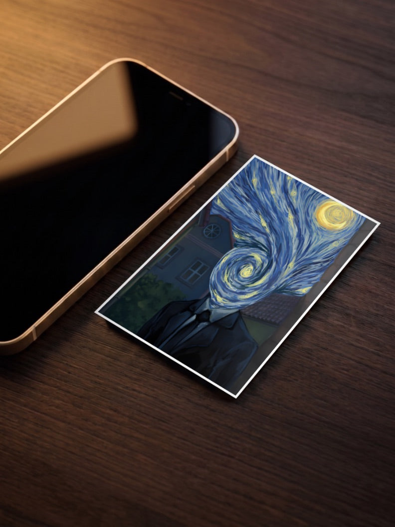 Starry Night Head Swirl Abstract Poster