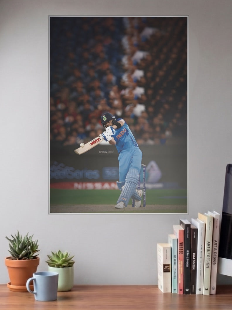 Virat Kohli Batting Shot Cricket Poster