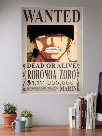 Roronoa Zoro Wanted Anime Poster