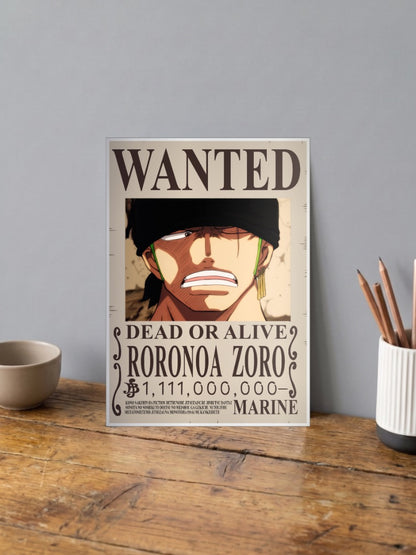 Roronoa Zoro Wanted Anime Poster