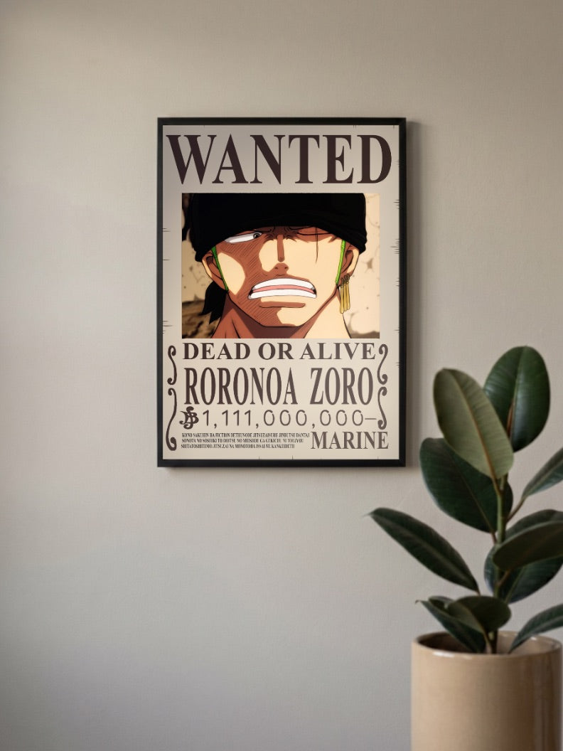 Roronoa Zoro Wanted Anime Poster