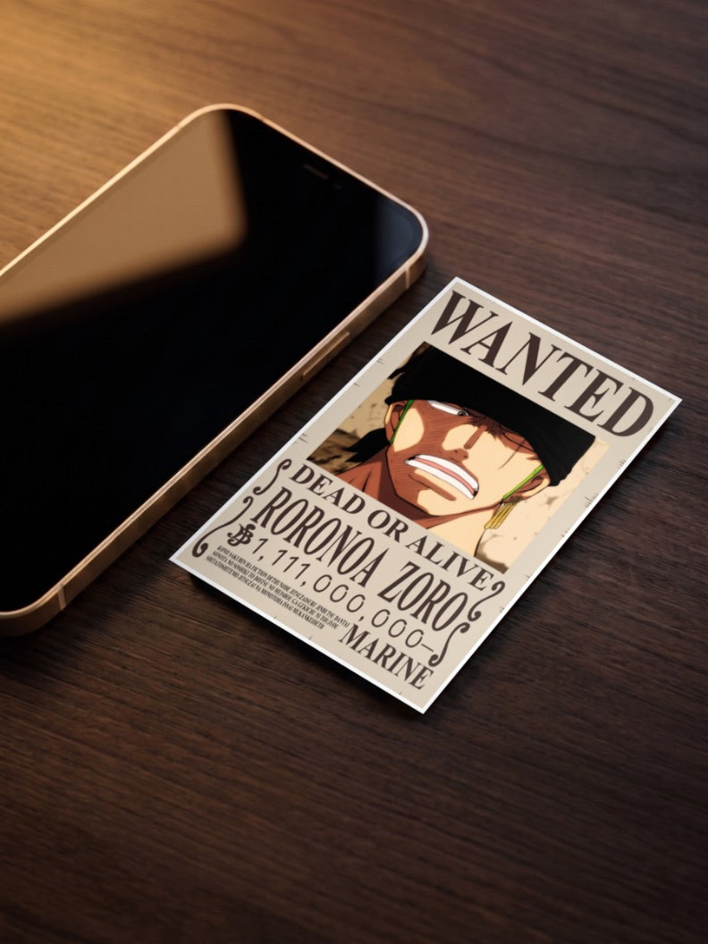 Roronoa Zoro Wanted Anime Poster