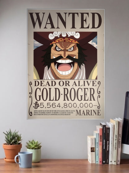 Gold Roger Wanted Anime Poster